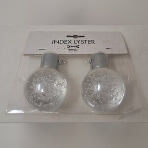 2-Pack Ikea Index Lyster Curtain Rod Finials 200.281.02 Bubble Clear Luster